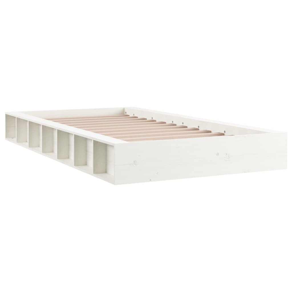 Bed Frame White 120x190 cm 4FT Small Double Solid Wood
