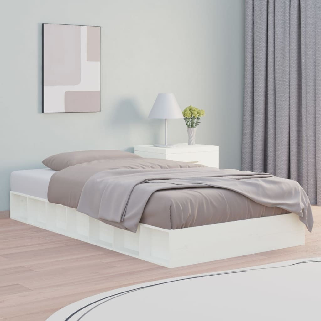Bed Frame White 90x190 cm 3FT Single Solid Wood
