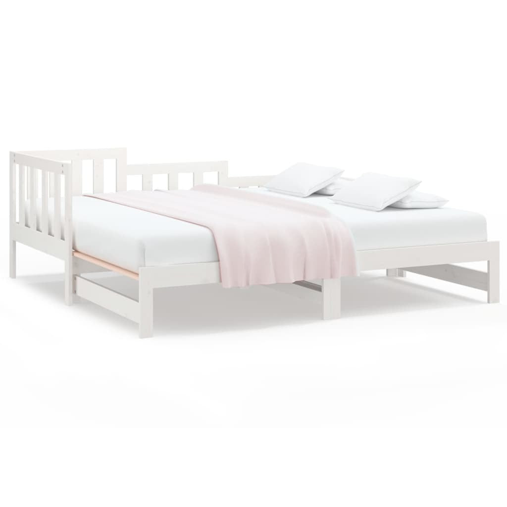 Pull-out Day Bed White 2x(80x200) cm Solid Wood Pine