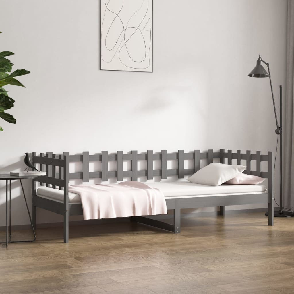 Day Bed Grey 80x200 cm Solid Wood Pine