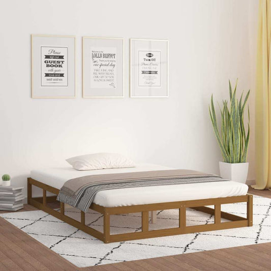 Bed Frame Honey Brown 120x190 cm Small Double Solid Wood