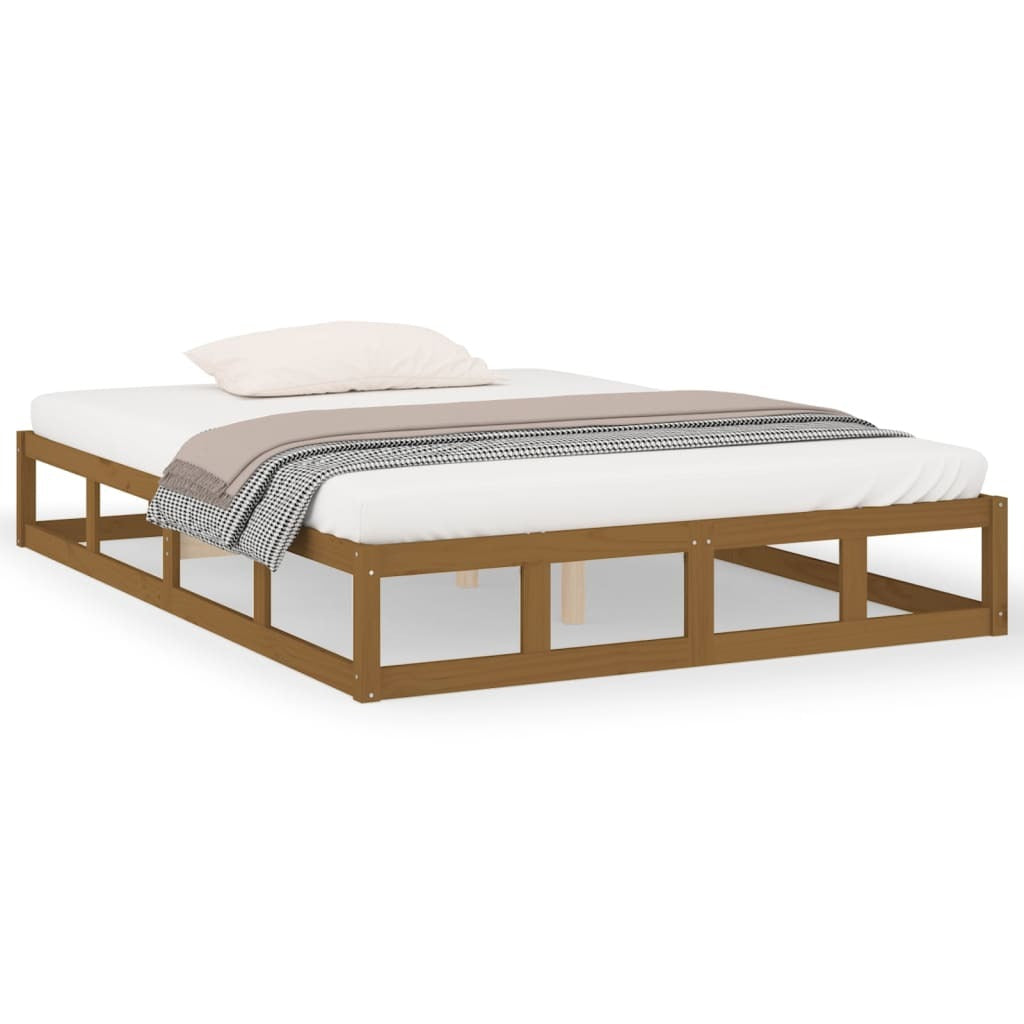 Bed Frame Honey Brown 120x190 cm Small Double Solid Wood