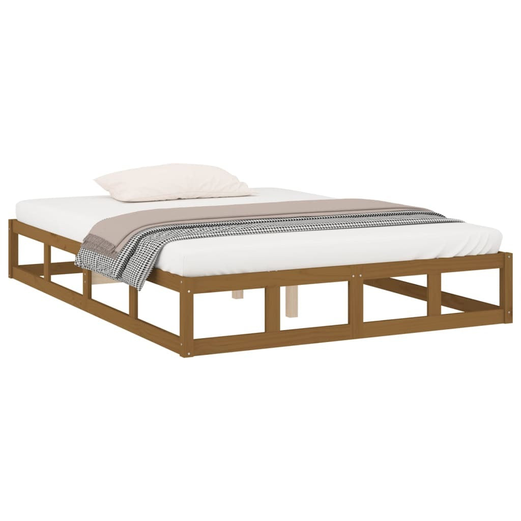 Bed Frame Honey Brown 120x190 cm Small Double Solid Wood