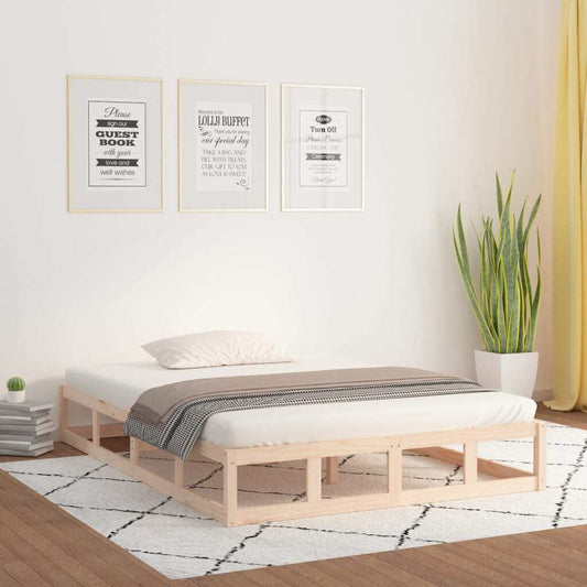 Bed Frame 140x190 cm Solid Wood