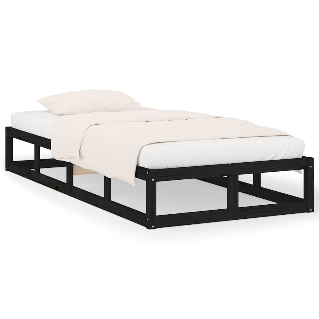 Bed Frame Black 75x190 cm Small Single Solid Wood