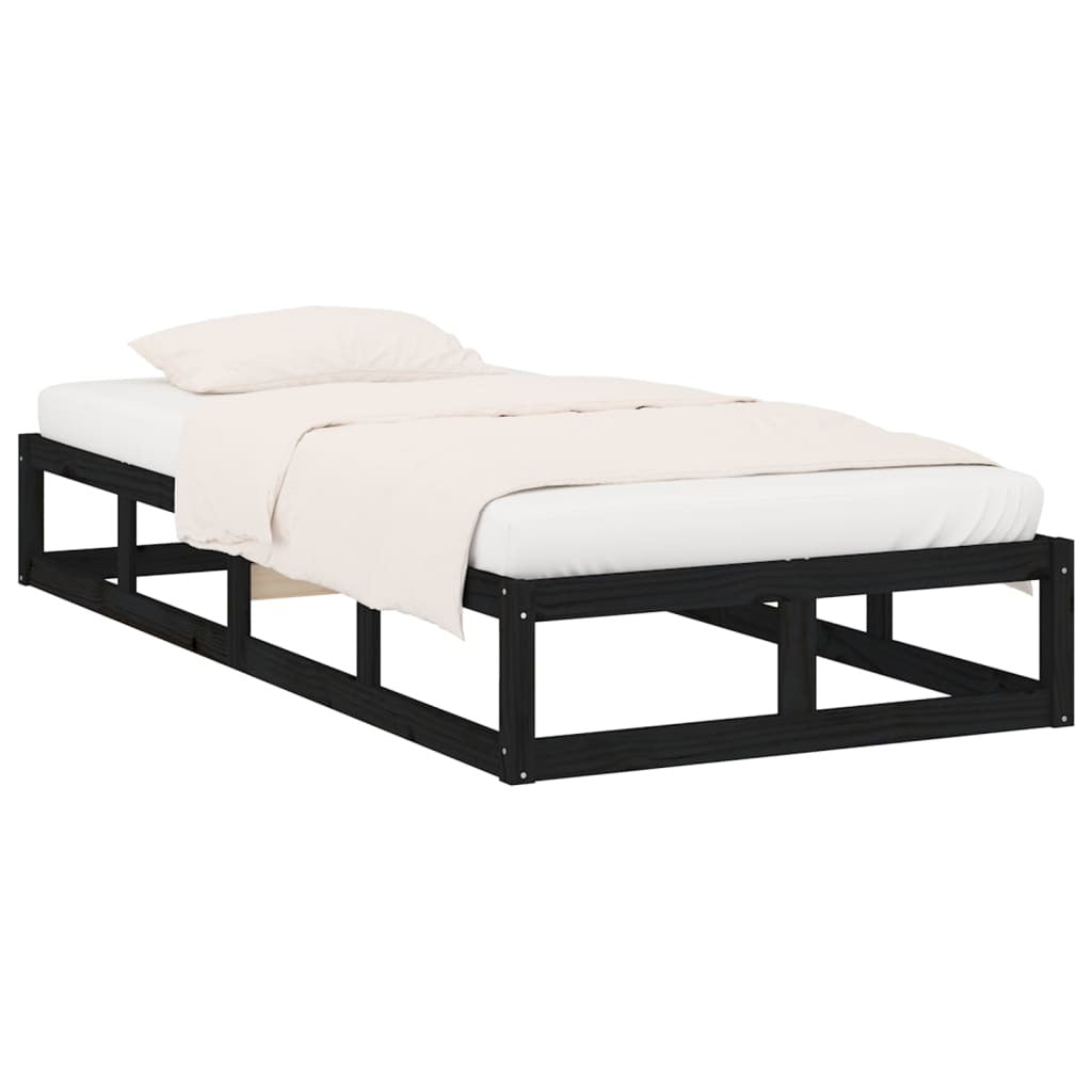 Bed Frame Black 75x190 cm Small Single Solid Wood
