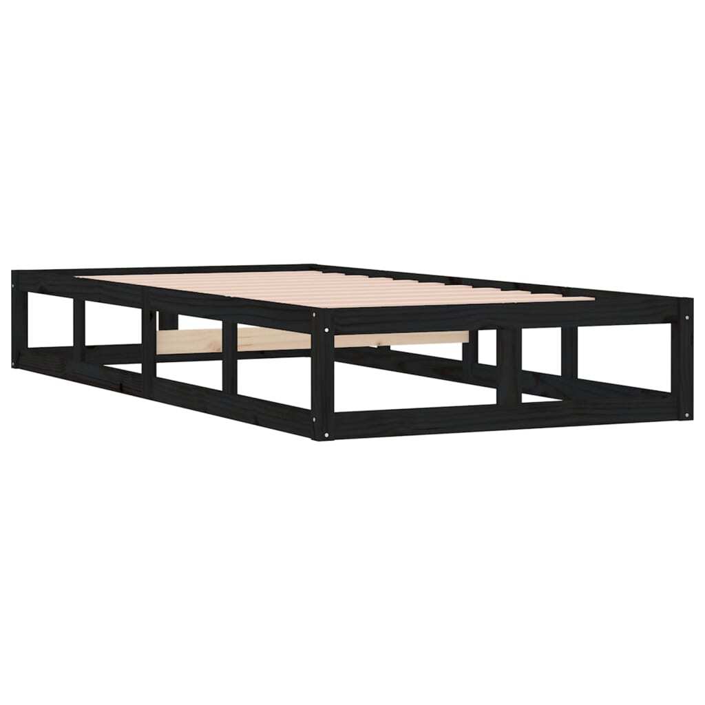 Bed Frame Black 75x190 cm Small Single Solid Wood