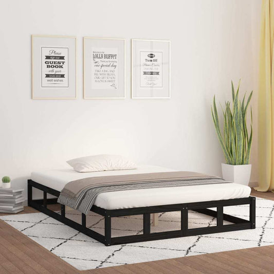 Bed Frame Black 120x190 cm Small Double Solid Wood