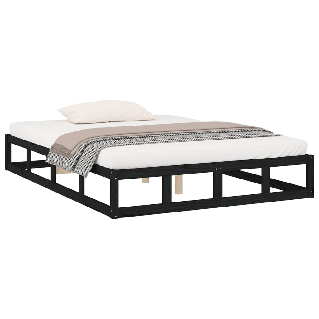 Bed Frame Black 120x190 cm Small Double Solid Wood