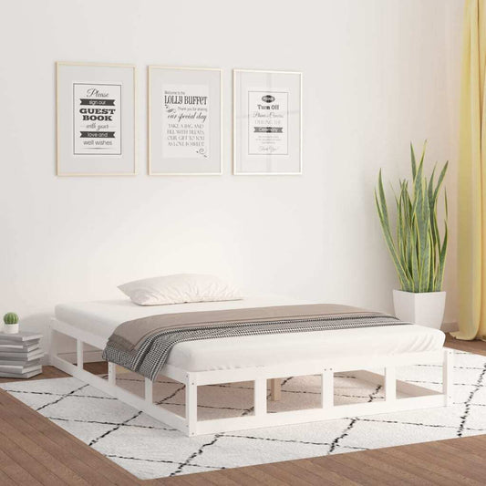 Bed Frame White 140x190 cm Solid Wood
