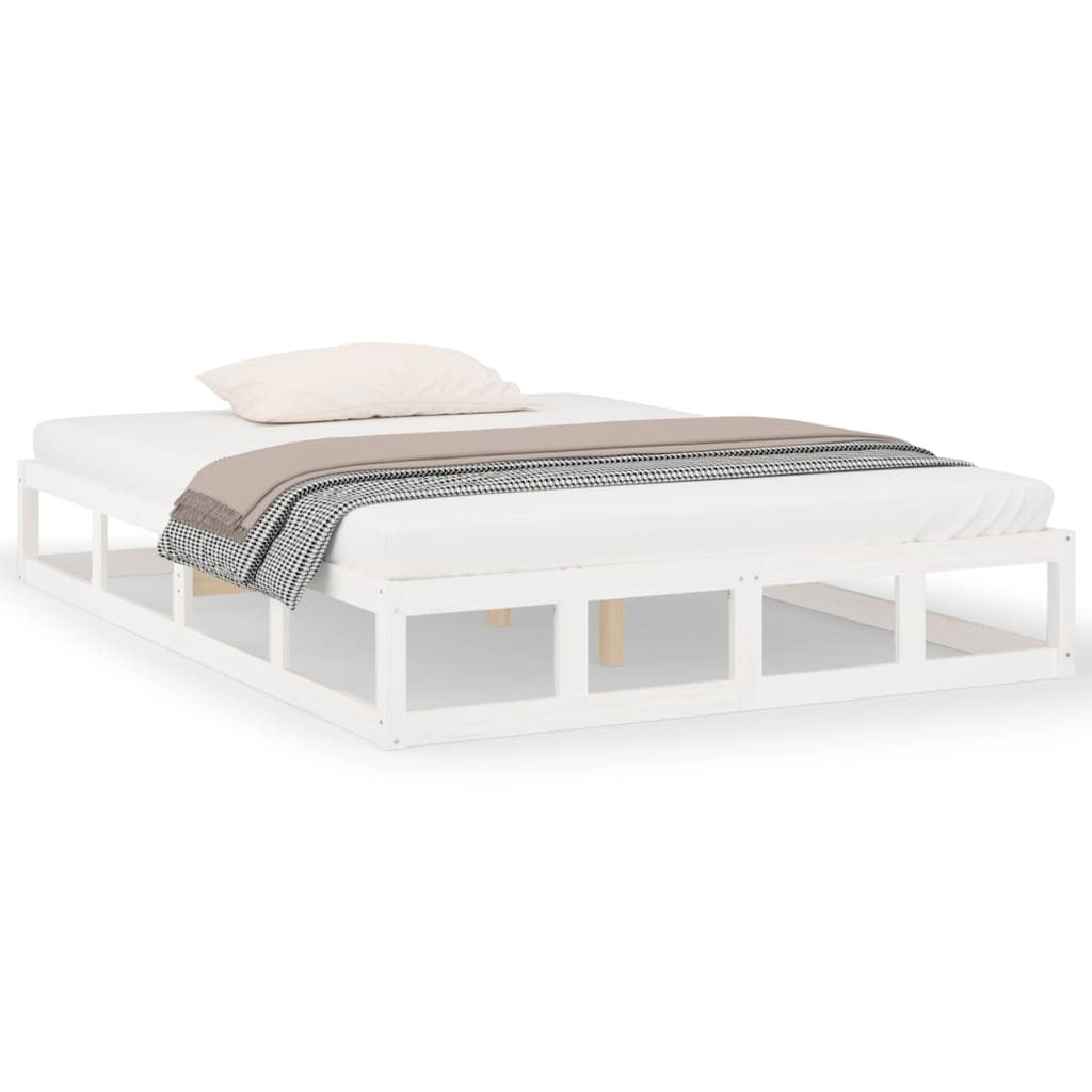 Bed Frame White 140x190 cm Solid Wood