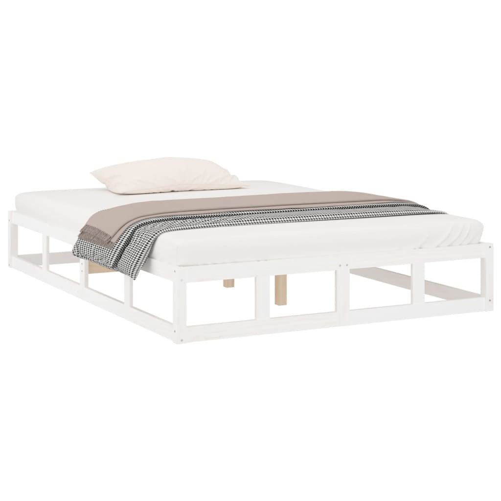 Bed Frame White 140x190 cm Solid Wood