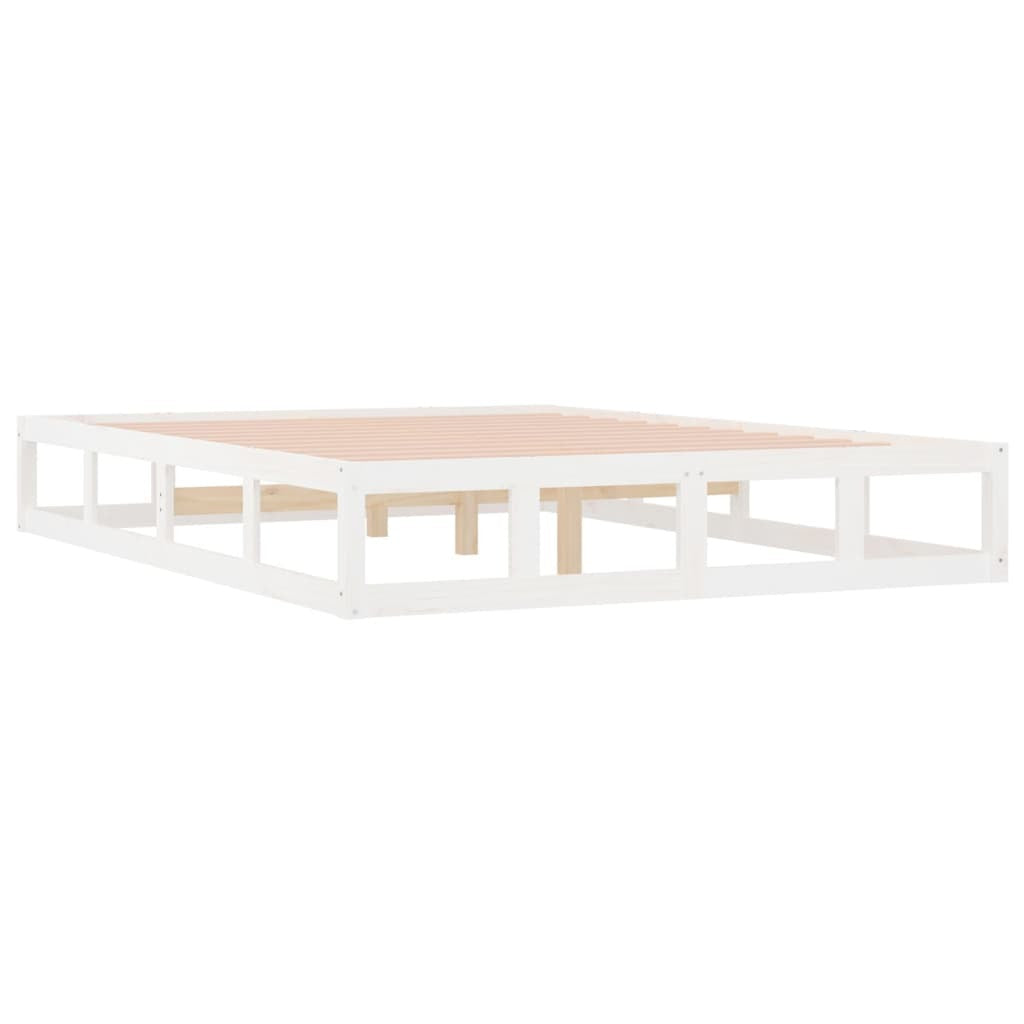 Bed Frame White 140x190 cm Solid Wood
