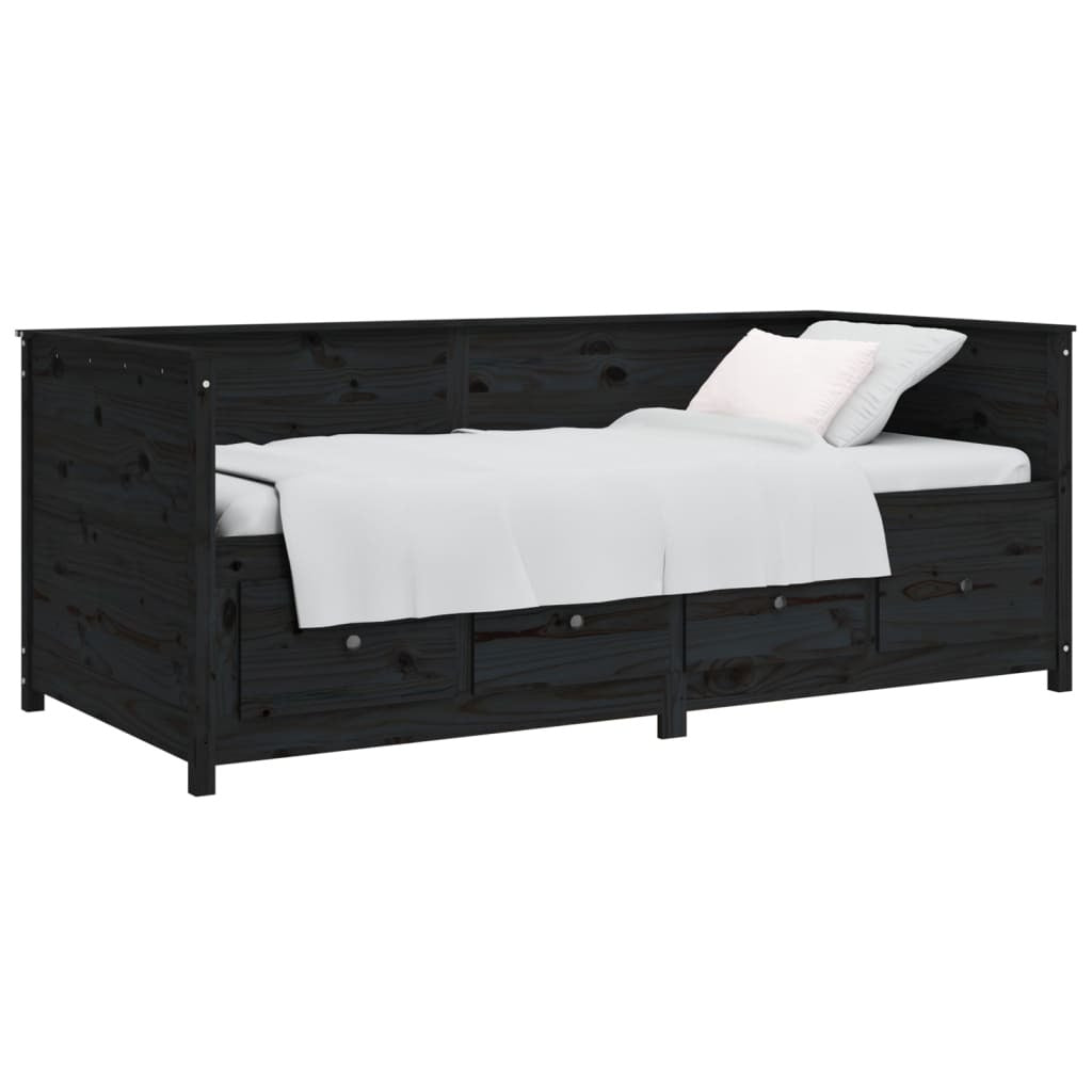 Day Bed Black 80x200 cm Solid Wood Pine