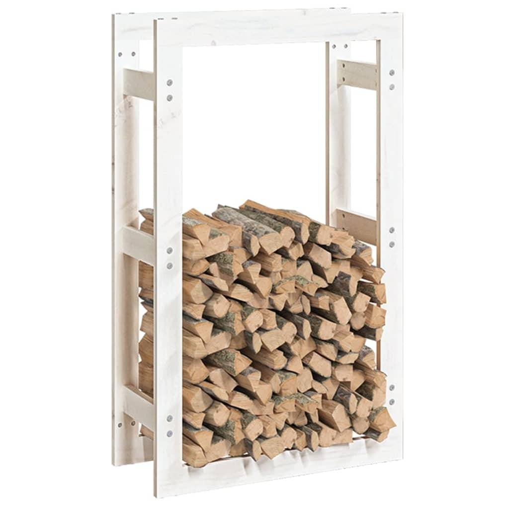 Firewood Rack White 60x25x100 cm Solid Wood Pine