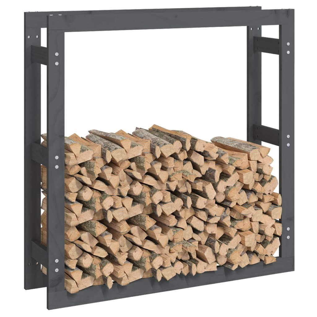 Firewood Rack Grey 100x25x100 cm Solid Wood Pine