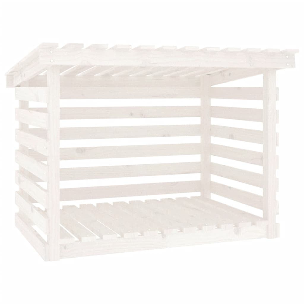 Firewood Rack White 108x73x79 cm Solid Wood Pine