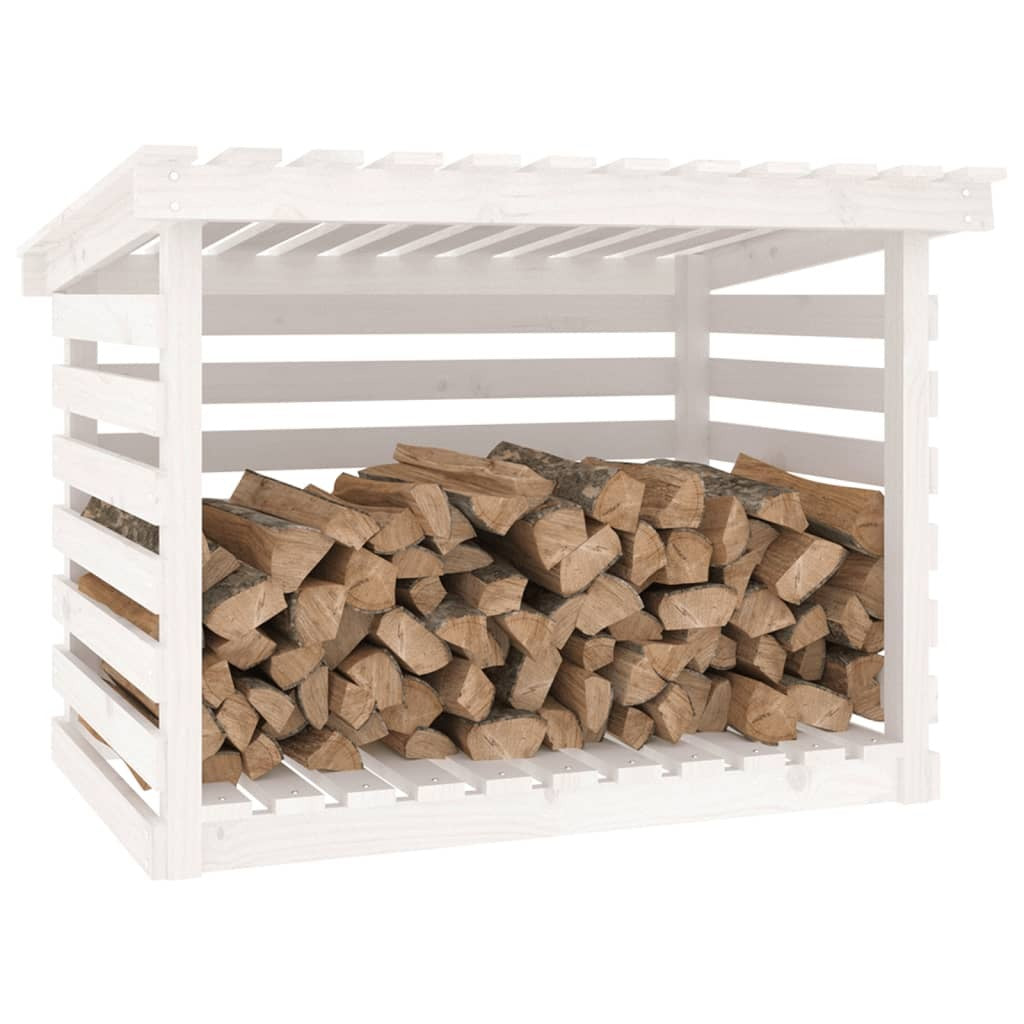 Firewood Rack White 108x73x79 cm Solid Wood Pine