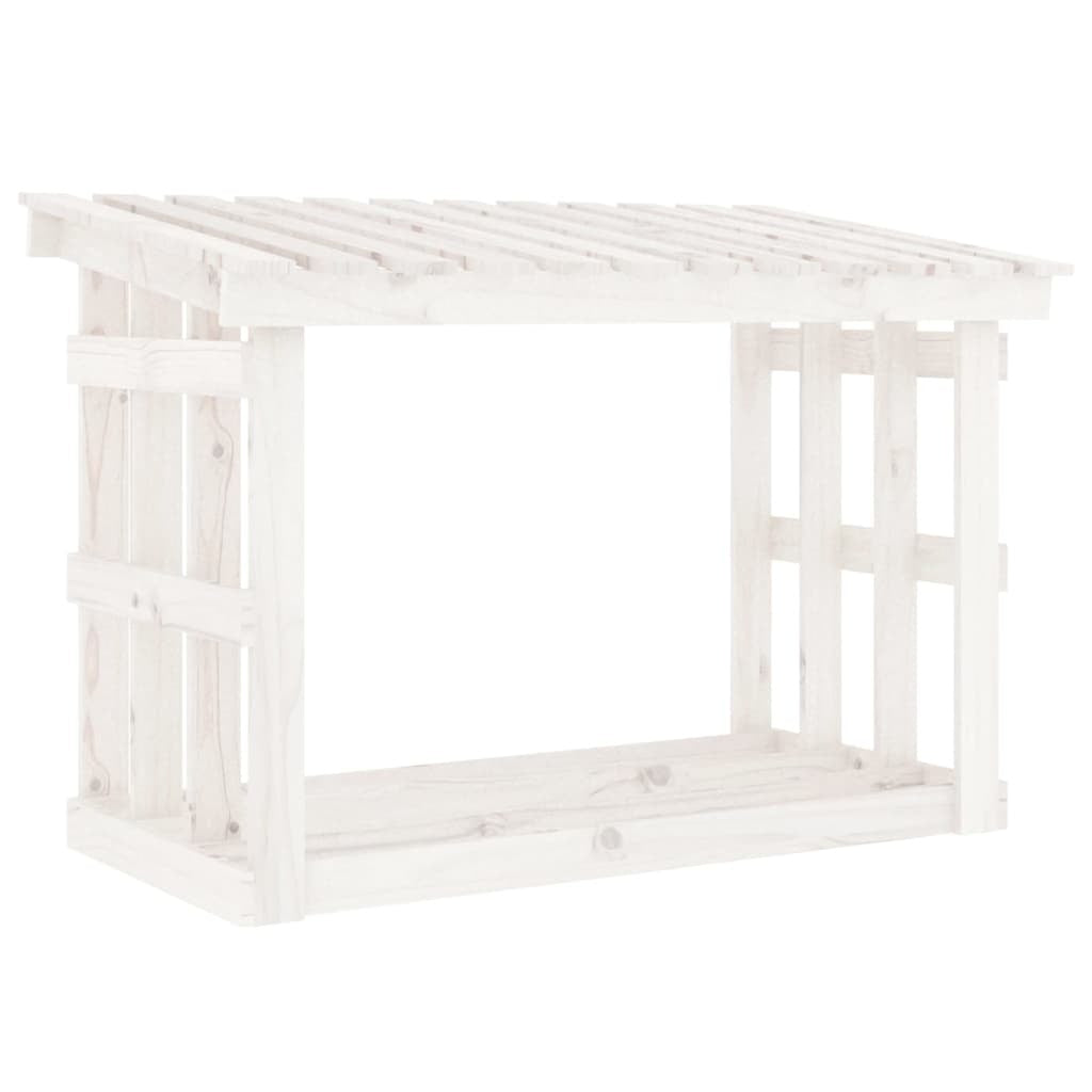 Firewood Rack White 108x64.5x77 cm Solid Wood Pine