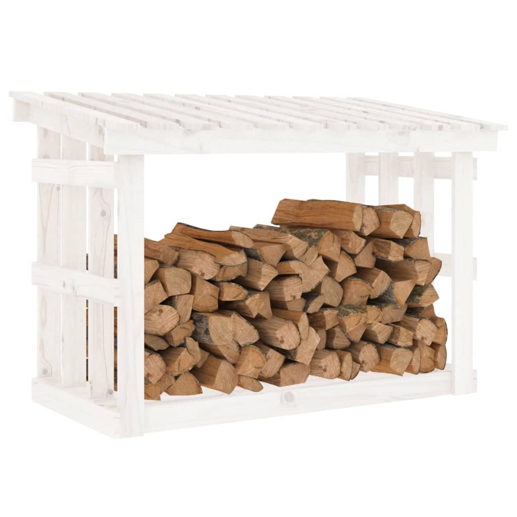 Firewood Rack White 108x64.5x77 cm Solid Wood Pine