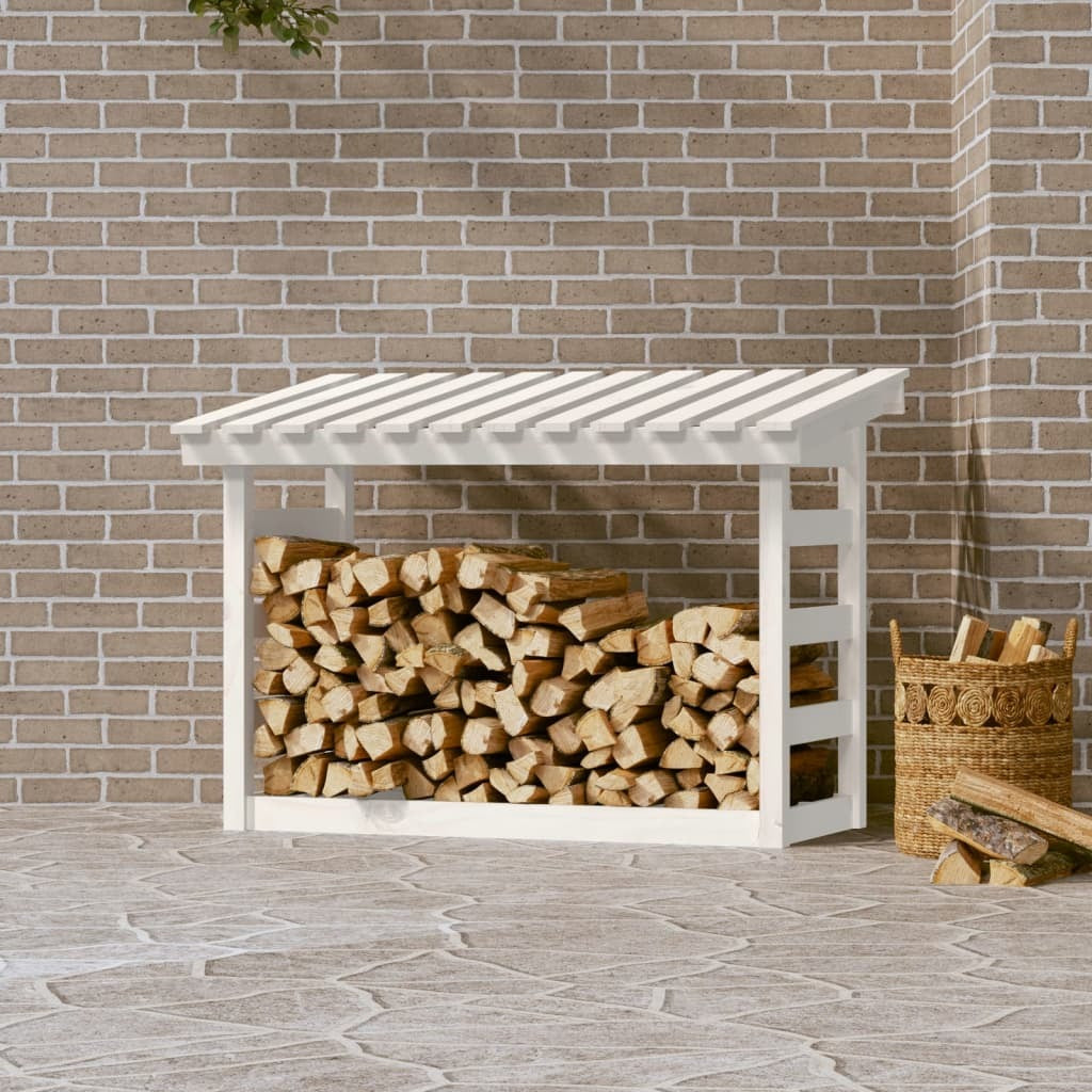 Firewood Rack White 108x64.5x78 cm Solid Wood Pine