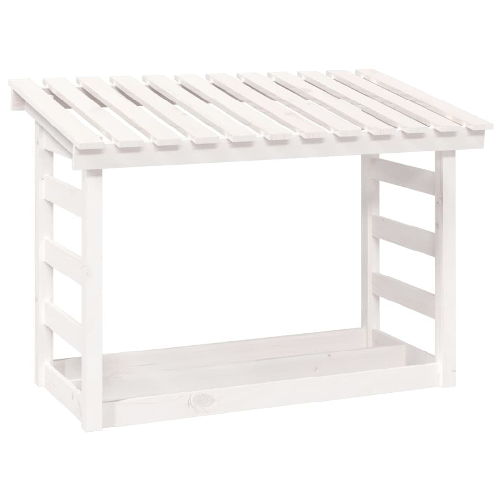 Firewood Rack White 108x64.5x78 cm Solid Wood Pine