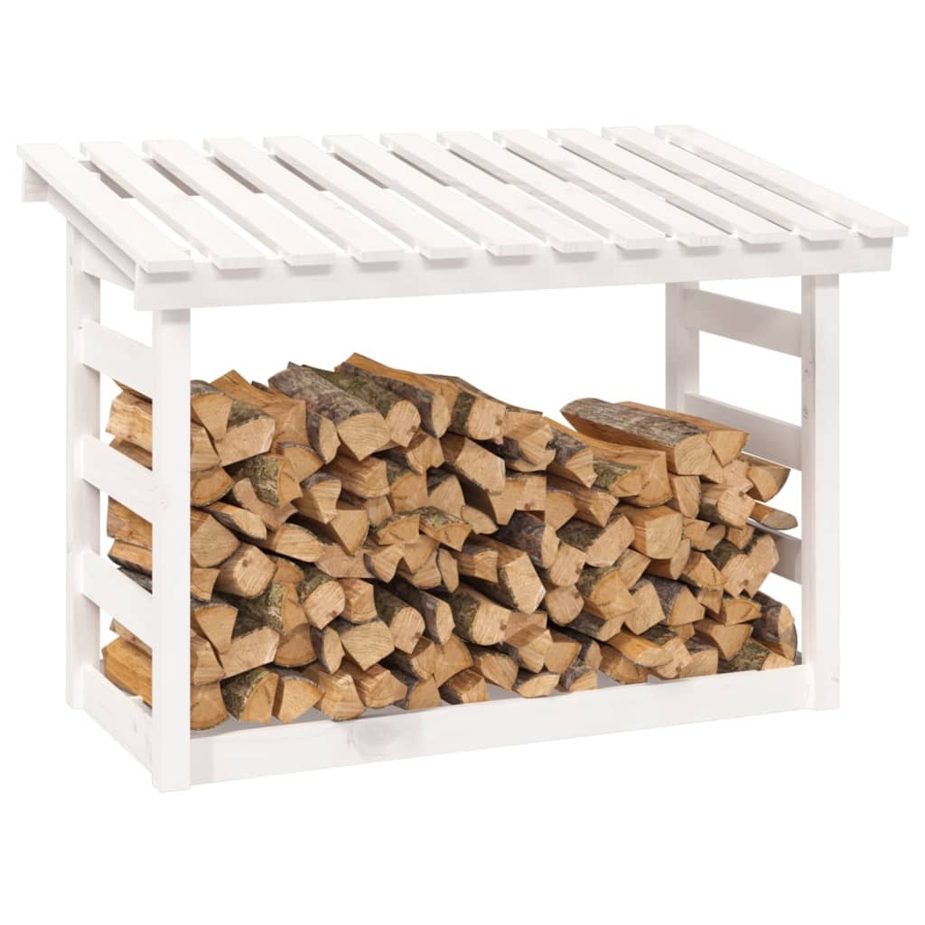 Firewood Rack White 108x64.5x78 cm Solid Wood Pine