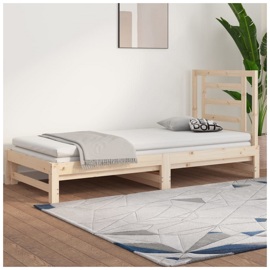 Pull-out Day Bed 2x(90x190) cm Solid Wood Pine