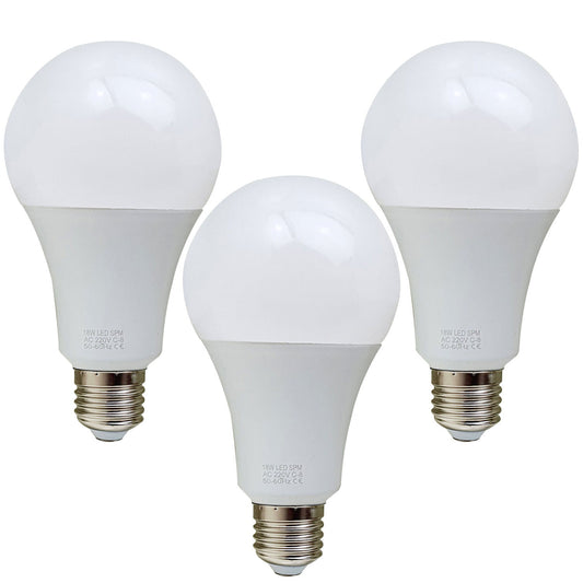 3 Pack 18W E27 Screw LED Light GLS bulbs, Energy Saving Edison  Cool White 6000K non dimmable lights