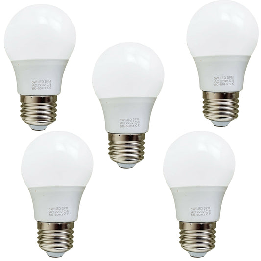 5 Pack 5W E27 Screw LED Light GLS bulbs, Energy Saving Edison  Cool White 6000K non dimmable lights