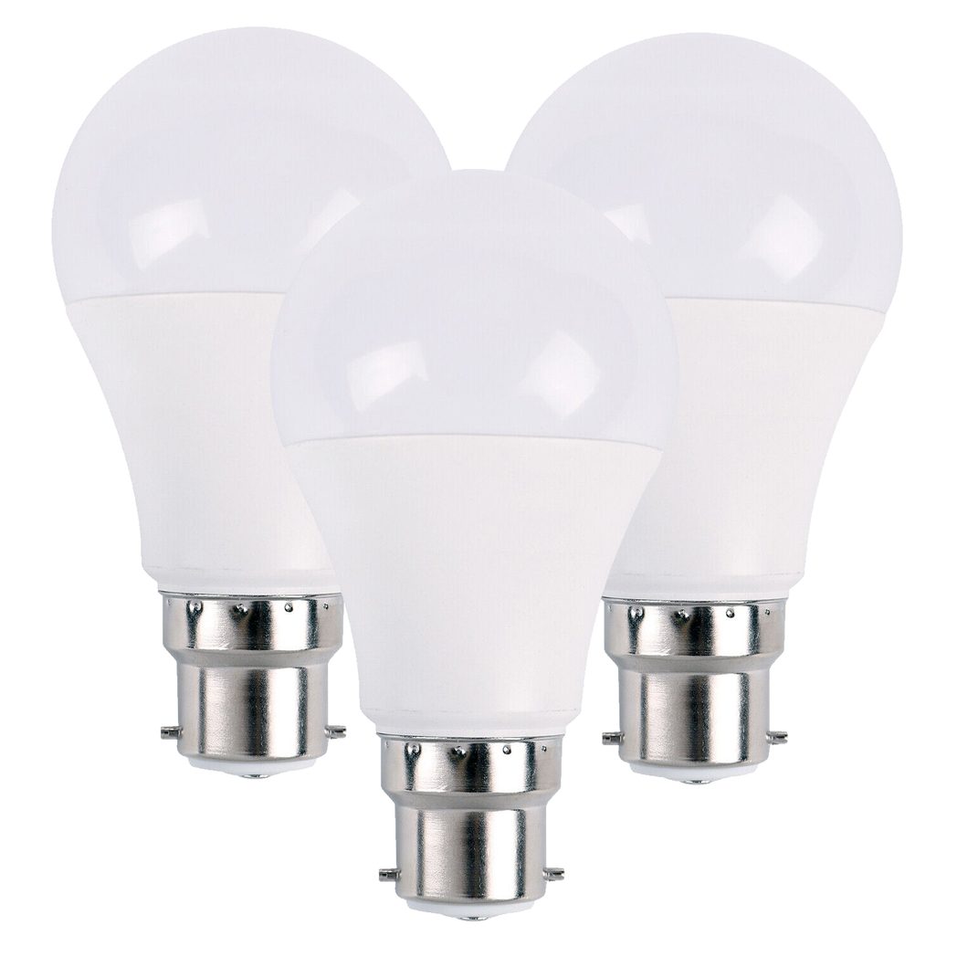 B22 12W Energy Saving Warm White LED Light Bulbs A60 B22 Screw-in non dimmable bulbs-pack 3