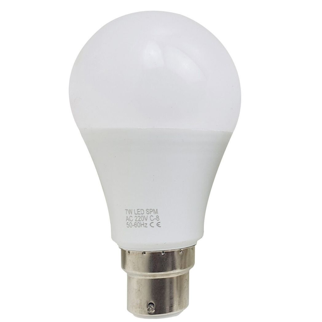B22 7W Energy Saving Warm White LED Light Bulbs A60 B22 Screw-in non dimmable bulbs-pack 5