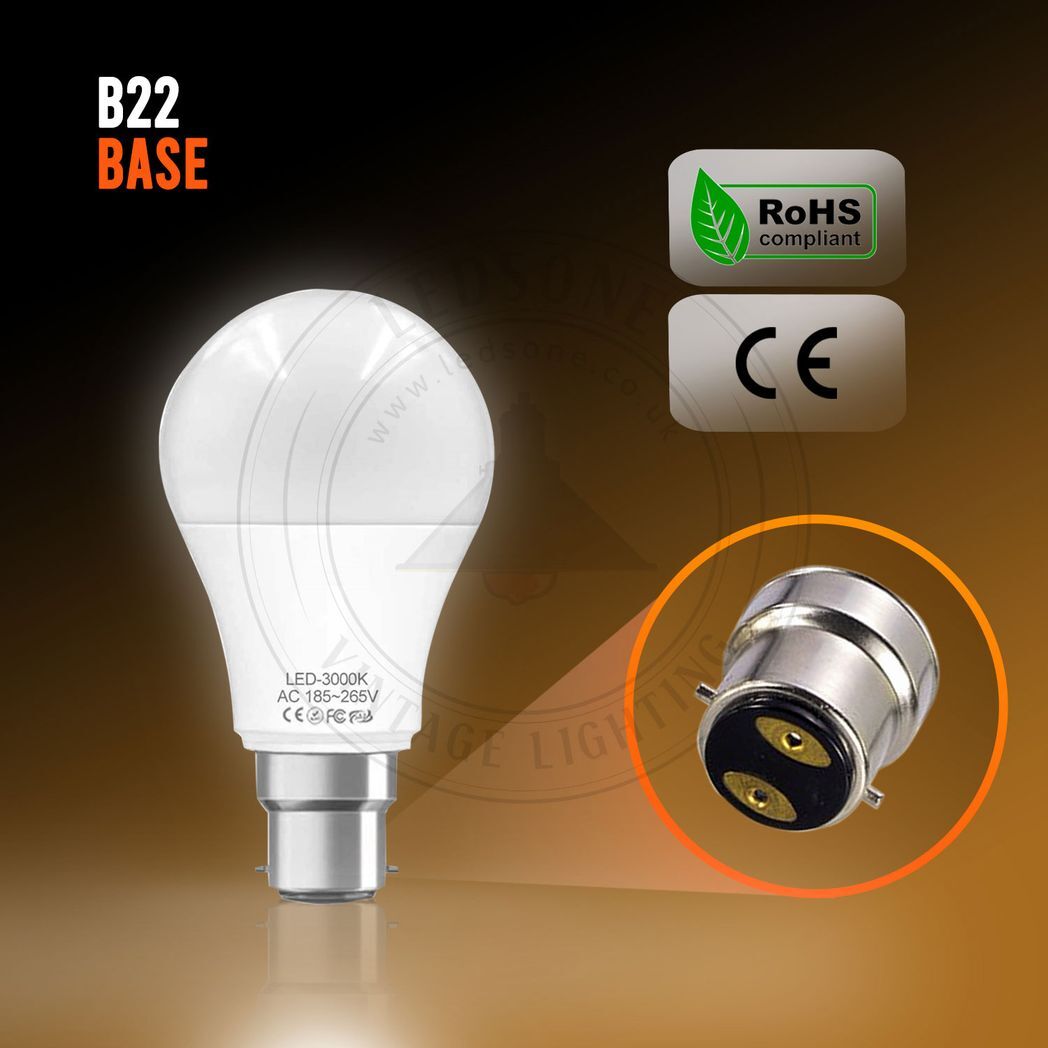B22 7W Energy Saving Warm White LED Light Bulbs A60 B22 Screw-in non dimmable bulbs-pack 5