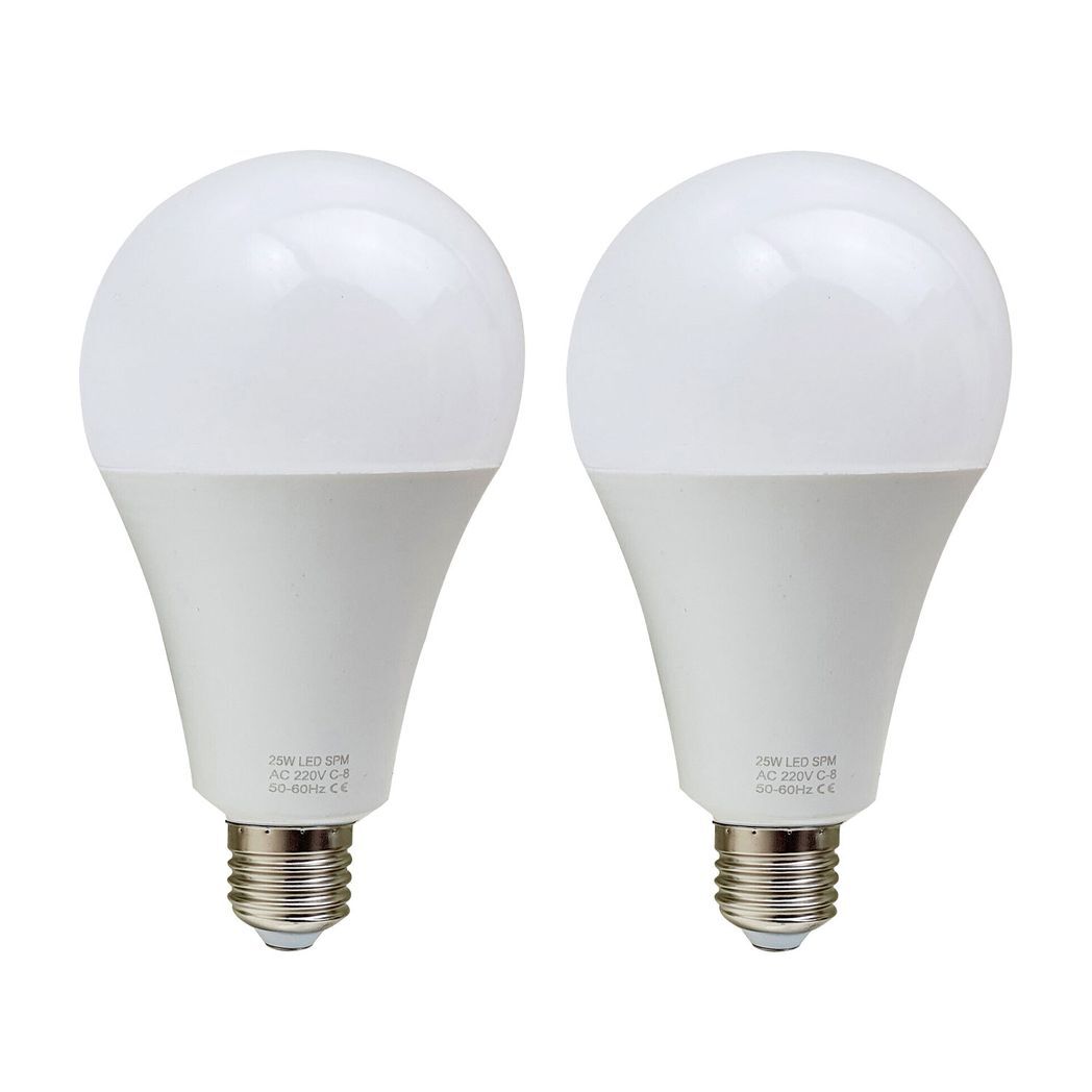 E27 25W Energy Saving Warm White LED Light Bulbs A60 E27 Screw-in non dimmable bulbs-pack 2