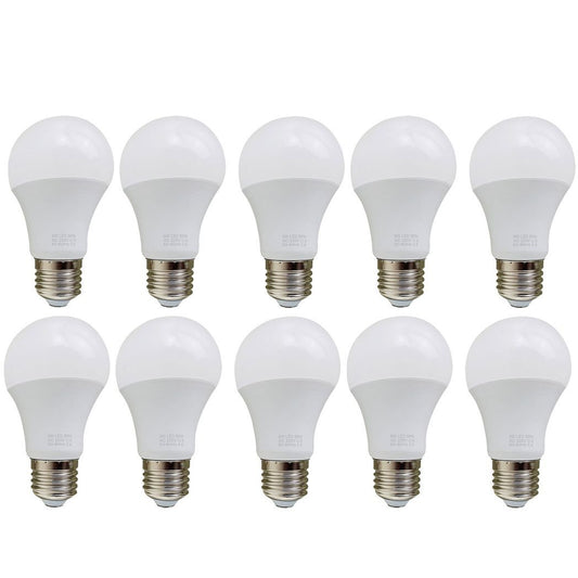E27 9W Energy Saving Warm White LED Light Bulbs A60 E27 Screw-in non dimmable bulbs-pack 10