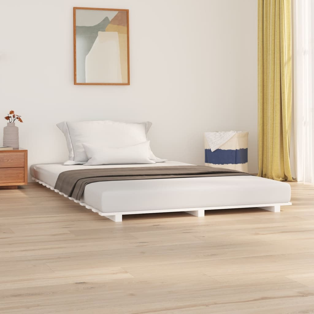 Bed Frame White 120x200 cm Solid Wood Pine