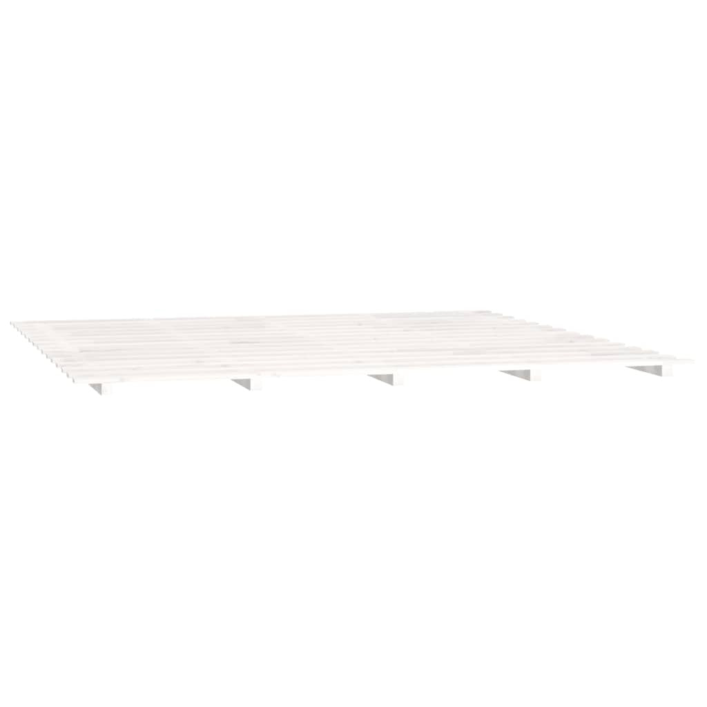 Bed Frame White 200x200 cm Solid Wood Pine