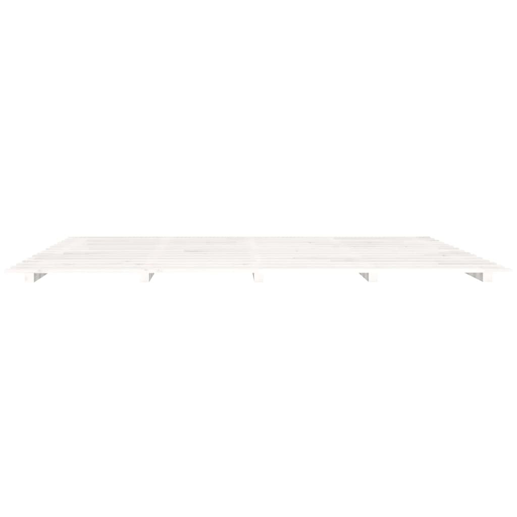 Bed Frame White 200x200 cm Solid Wood Pine