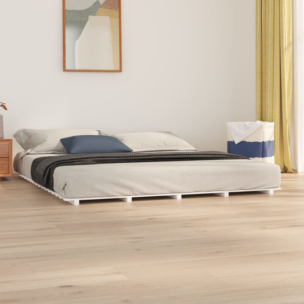 Bed Frame White 160x200 cm Solid Wood Pine