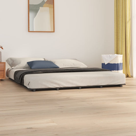 Bed Frame Grey 180x200 cm Super King Solid Wood Pine