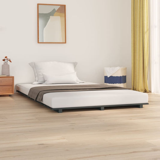 Bed Frame Grey 120x200 cm Solid Wood Pine