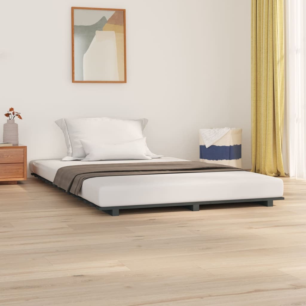 Bed Frame Grey 120x200 cm Solid Wood Pine