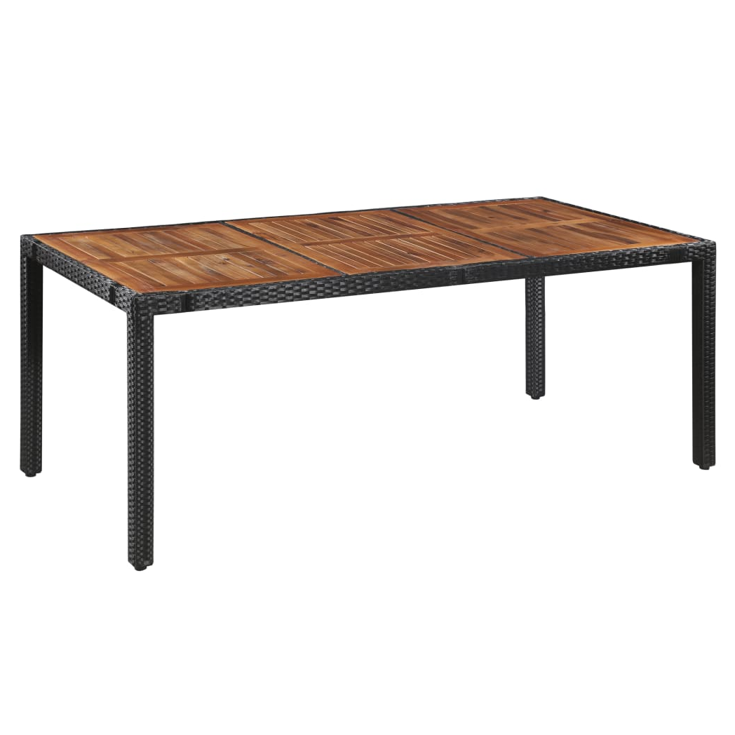 9 Piece Outdoor Dining Set Poly Rattan and Acacia Wood Black