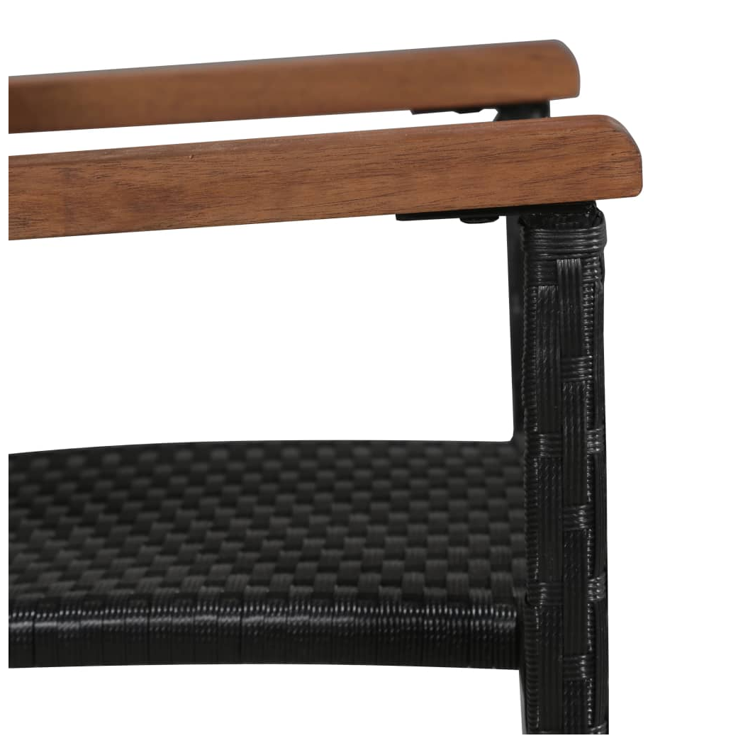 9 Piece Outdoor Dining Set Poly Rattan and Acacia Wood Black