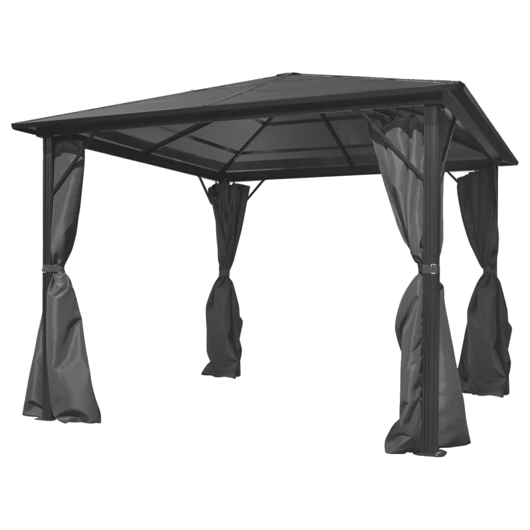 Gazebo with Curtain Anthracite Aluminium 300x300 cm