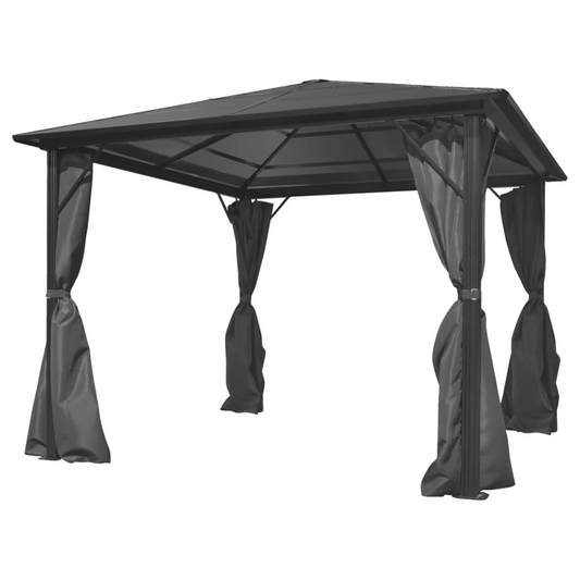 Gazebo with Curtain Anthracite Aluminium 300x300 cm