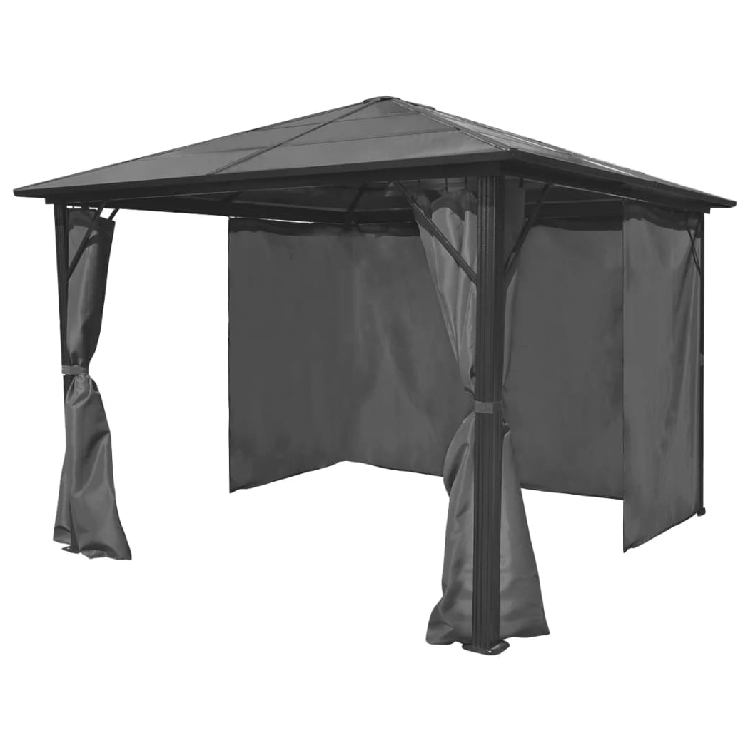 Gazebo with Curtain Anthracite Aluminium 300x300 cm