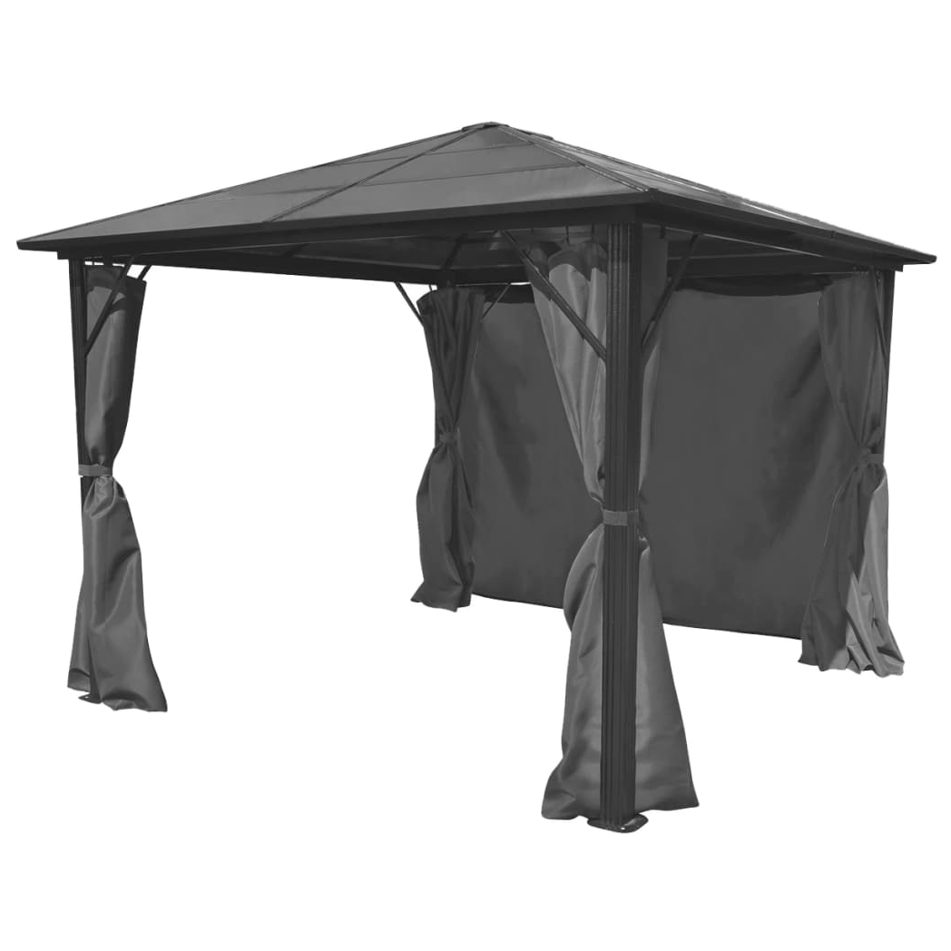 Gazebo with Curtain Anthracite Aluminium 300x300 cm