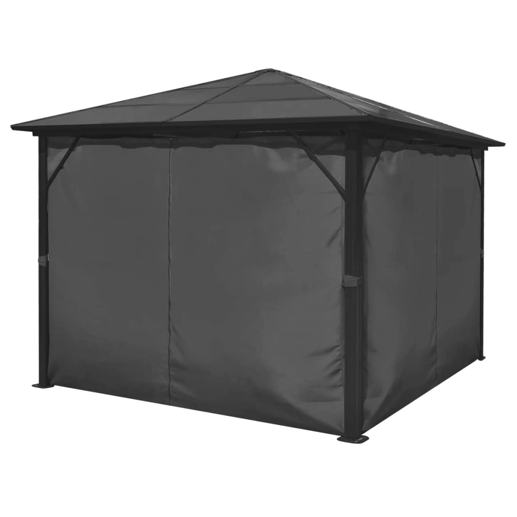 Gazebo with Curtain Anthracite Aluminium 300x300 cm