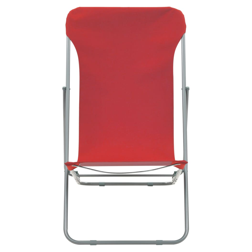 Folding Beach Chairs 2 pcs Steel and Oxford Fabric Red
